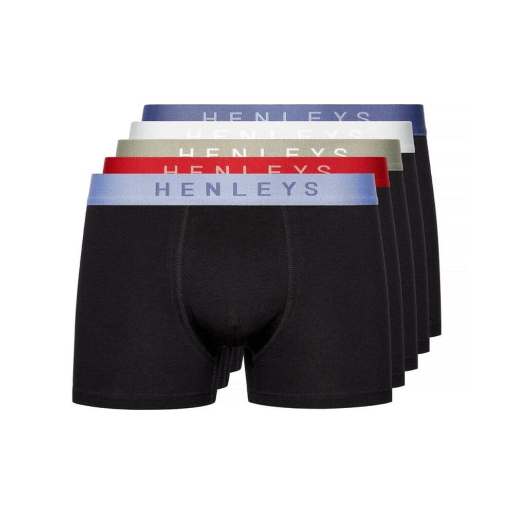 Henleys Mens Blackiris Boxer Shorts (Pack of 5) / Black
